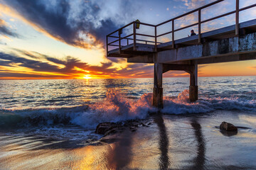 Sunset and Waves, at North Beach, Perth, West Australia