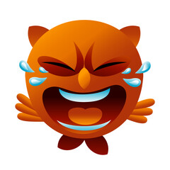 Laughing out load with tears owl emoticon showing heavy emotions in tears. Full vector artwork