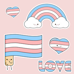 Transexual, LGBT flag, rainbow, love, hearts, kawai, cute items.