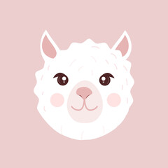 Cute lama portrait. Cartoon vector illustration of an alpaca. Design for baby clothes, cards, poster, textile, print, patterns and more.
