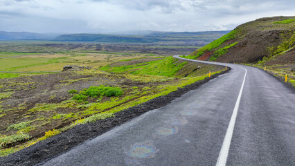 Rural landscape with a road in Iceland