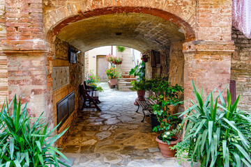 Fototapeta na wymiar Medieval lanes within the village of Castellina in Chianti Siena Tuscany Italy