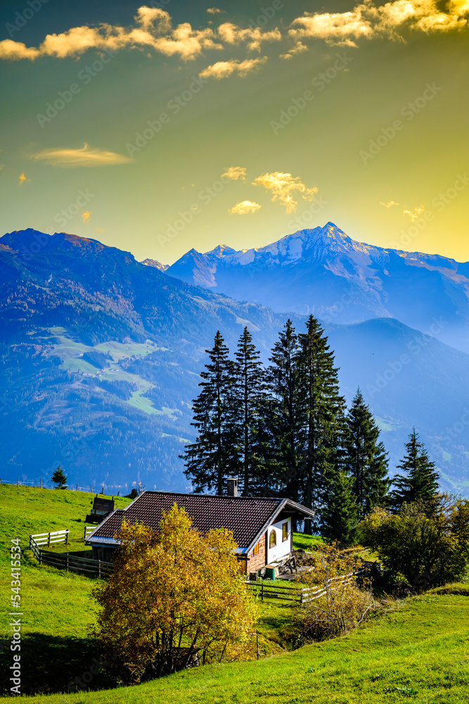 Wall mural landscape at the Zillertal valley in austria