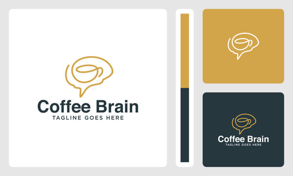 coffee cup brain outline template logo