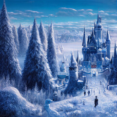 Cold winter medieval Kingdom in the north : Majestic and highly ornamented fantasy