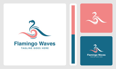 Obraz premium flamingo bird logo with waves