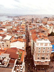 Fototapeta na wymiar Istanbul, Turkey, 15 October 2022, View of narrow streets of Istanbul from Galata tower. 