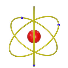 3d rendering illustration of a simplistic atom model