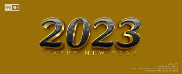 3d gold style editable number 2023 for new year celebration
