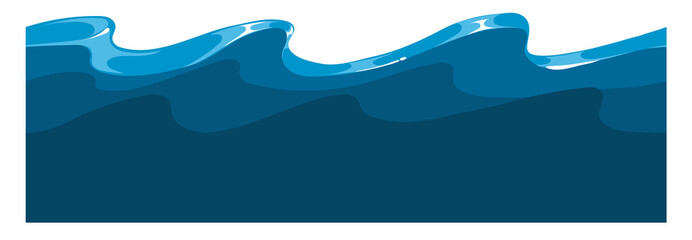 Ocean waves. Cartoon water surface. Seamless pattern