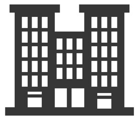 Office building front icon. City architecture facade