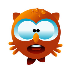 Anxious owl emoticon showing heavy anxiety. Full vector artwork