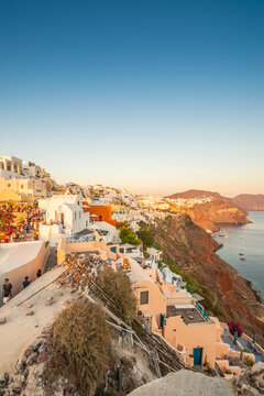 Oia Lookout In Santorini Island, Greece.