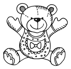 Teddy bear icon. Hand drawn soft toy