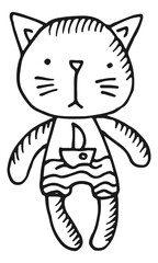 Stuffed cat toy. Cute soft textile kitten