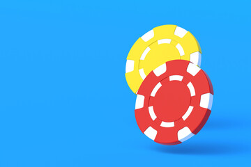 Falling casino chips. Copy space. 3d render