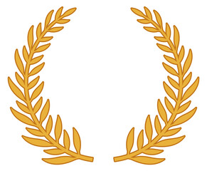 Golden branches insignia. Round honor retro badge