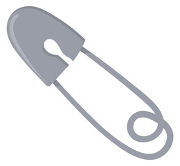 Safety pin cartoon icon. Metal cloth fix