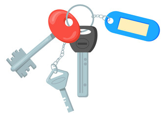 Keyring cartoon icon. Property symbol. Door keys