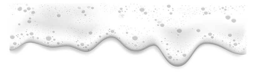 White foam dripping. Realistic air bubbles border - obrazy, fototapety, plakaty