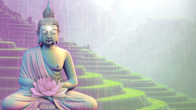 Meditating Buddha 3D Illustration, Cover Image, Thumbnail