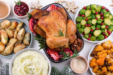 Christmas festive dinner with traditional dishes