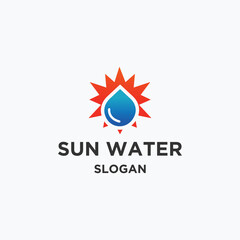 Sun water logo template vector illustration design
