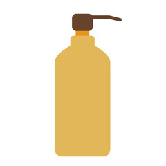Dispenser for soap or shampoo in a flat simple yellow bottle