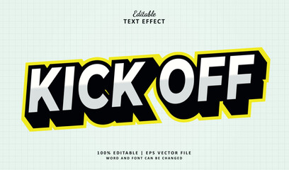 Kick off editable text effect style vector - obrazy, fototapety, plakaty