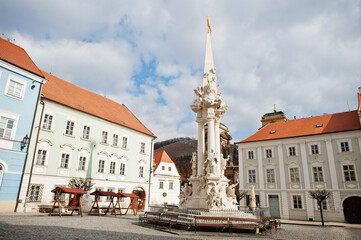 Fototapeta na wymiar Statue of the Holy Trinity. Main Square in Mikulov in Czech Republic.