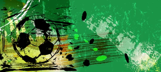 Foto op Canvas soccer, football, illustration with paint strokes and splashes, grungy mockup, great soccer event © Kirsten Hinte