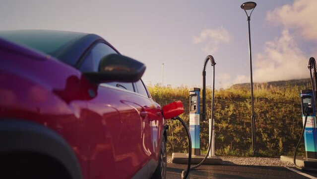 An electric vehicle charging in Norway