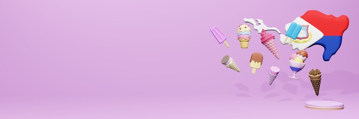 3d rendering of ice cream consumption in Sint Maarten for social media content 