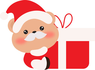 Cute Bear Santa Claus.