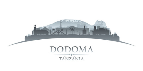 Dodoma Tanzania city silhouette white background