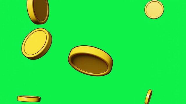 coin rainy animation video footage with greenscreen background