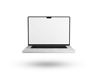 Macbook Pro Laptop on white background in minimal style for mockup and responsive website.  3D...