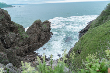 Sea waves crashing against the rocks