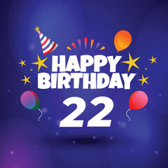 Naklejka premium Happy 22th birthday balloons greeting card background
