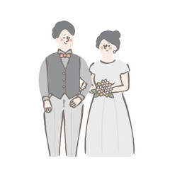 ウェディング　新郎新婦　イラスト