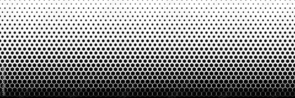 Aufkleber horizontal black halftone of hexagon design for pattern and background.