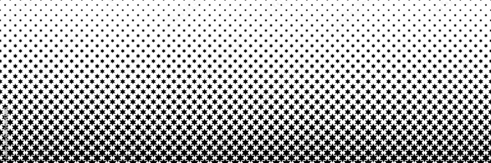 Poster horizontal black halftone of star design for pattern and background.