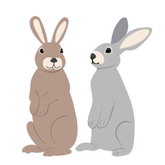 rabbits in flat style, isolated vector design