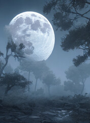 Fototapeta na wymiar moon in the forest