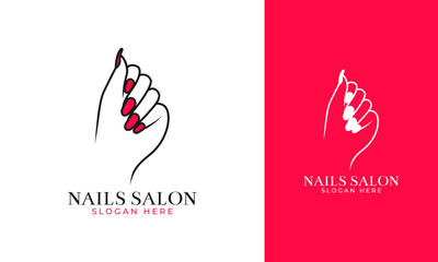 Nails salon logo with hand or finger concept