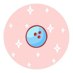 Cute hand-drawn bowling ball in doodle cartoon style. Round composition in neutral candy colors. Kawaii element for card, social media banner, sticker, kids playroom decor. Vector illustration
