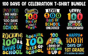 100th days of school t shirt Bundle, hundred days t shirt design set