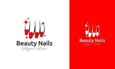 Beauty nails logo with sparkle icon