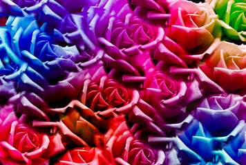 一面に敷き詰められたカラフルなバラ  テクスチャ素材