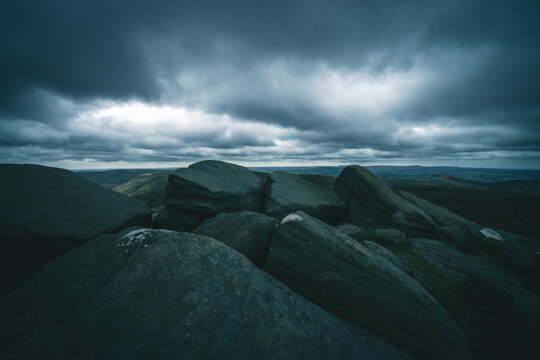 Rugged Peaks Landscape on a Stormy Day